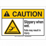 10" x 14" Fiberglass Caution Slippery When Wet... Sign_noscript