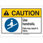 7" x 10" Polyester Caution Use Handrails... Sign_noscript