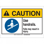 10" x 14" Polyester Caution Use Handrails... Sign_noscript