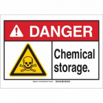 10" x 14" Fiberglass Danger Chemical Storage. Sign_noscript