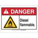 10" x 14" Aluminum ANSI Sign, Legend: Diesel Flammable