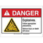 10" x 14" Aluminum ANSI Sign, Legend: Explosives...