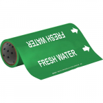 12" x 30' Vinyl Fresh Water Pipe Marker, White on Green_noscript