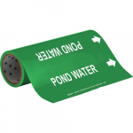 12" x 30' Vinyl Pond Water Pipe Marker, White on Green_noscript