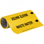 12" x 30' Vinyl Waste Water Pipe Marker, Black on Yellow_noscript