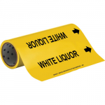 12" x 30' Vinyl White Liquor Pipe Marker, Black on Yellow_noscript