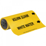 12" x 30' Vinyl White Water Pipe Marker, Black on Yellow_noscript