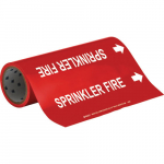 12" x 30' Vinyl Sprinkler Fire Pipe Marker, White on Red_noscript