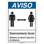 "Aviso Distanciamiento Social" Sign, 10'' x 7''