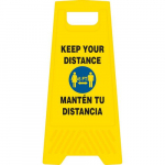 Bilingual Keep Your Distance Heavy Duty Floor Stand