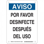 "Por Favor Desinfecte Despues Del Uso" Sign