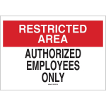 Area Authorized Employees Only Sign_noscript