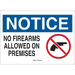 10"x14" B-401 Notice No Firearms Allowed On Premises Sign