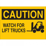 10" x 14" Polystyrene Caution Watch for Lift Trucks Sign_noscript