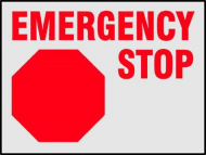 "Emergency Stop" Polyester Safety Label_noscript