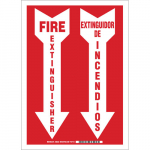 14" x 10" Aluminum Bilingual Fire Extinguisher Sign_noscript