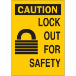 14" x 10" Aluminum Caution Lock Out for Safety Sign_noscript