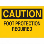 10" x 14" Aluminum Caution Foot Protection Required Sign_noscript