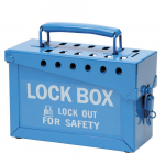 6" x 9" x 3.5" 13 Blue Steel Lock Portable Metal Lock Box