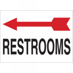 10" x 14" Polyester Restrooms Sign, Black/Red on White_noscript