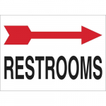 10" x 14" Polyester Restrooms Sign, Black/Red on White_noscript