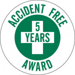 2" Dia. Vinyl Accident Free 5 Years Award Hard Hat Label_noscript