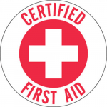 2" Dia. Vinyl Certified First Aid Hard Hat Label_noscript