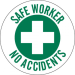 2" Dia. Vinyl Safe Worker No Accidents Hard Hat Label_noscript
