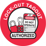 2" Dia Vinyl Lockout Tagout Authorized Hard Hat Label_noscript