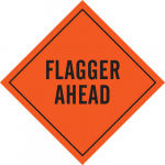 36" x 36" Vinyl Flagger Ahead Sign, Black on Orange_noscript