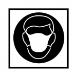 0.75" x 0.75" Vinyl Dust Mask Symbol Label, Blue on White_noscript