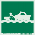6" x 6" Polystyrene Boat Rescue Sign, Green on Glow_noscript