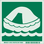 6" x 6" Polyester Life Raft Sign, Green on Glow_noscript