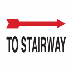 7" x 10" Polyester To Stairway Sign, Black/Red on White_noscript