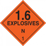 1.6 Explosives N 1 Sign, Black on Orange_noscript