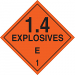 1.4 Explosives E 1 Sign, Black on Orange_noscript