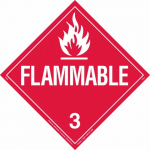 10.75" x 10.75" Fiberglass Flammable 3 Sign, Red on White_noscript