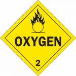 10.75" x 10.75" Fiberglass Oxygen 2 Sign, Black on Yellow_noscript