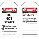 5.75" x 3" Polyester Lockout Tag: Do Not Start This_noscript