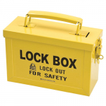 5.9" x 3.5" x 9.1" Yellow Steel Group Lock Box_noscript