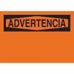 10" x 14" Fiberglass Advertencia Sign, Black on Orange_noscript