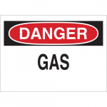 10" x 14" Fiberglass Danger Gas Sign, Black/Red on White_noscript