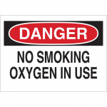 10" x 14" Fiberglass Danger No Smoking Oxygen In Use Sign