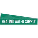 8" Pipe Marker "Heating Water Supply", Vinyl, Green_noscript