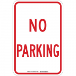 18" x 12" Fiberglass No Parking Sign, Red on White_noscript