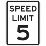 24" x 18" Fiberglass Speed Limit 5 Sign, Black on White_noscript
