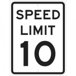 24" x 18" Fiberglass Speed Limit 10 Sign, Black on White_noscript