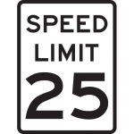 24" x 18" Fiberglass Speed Limit 25 Sign, Black on White_noscript
