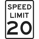 24" x 18" Fiberglass Speed Limit 20 Sign, Black on White_noscript