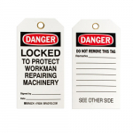 5.75" x 3" Polyester Lockout Tag, Black/Red on White_noscript
